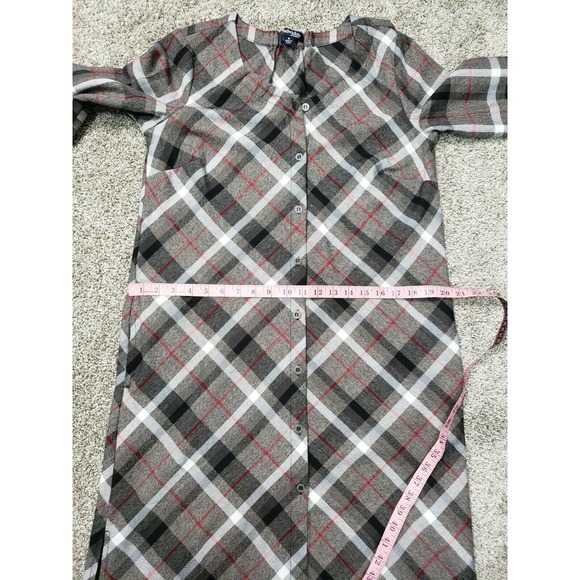 Chadwicks Of Boston Size 8 Plaid Shift Shirt Dress Button Down Tan Red Black - Picture 10 of 12
